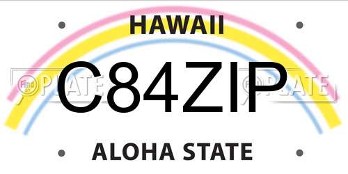 C84ZIP Hawaii License Plate