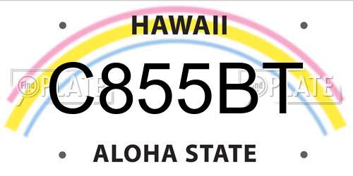 C855BT Hawaii License Plate