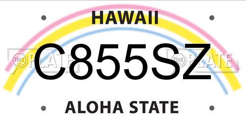 C855SZ Hawaii License Plate