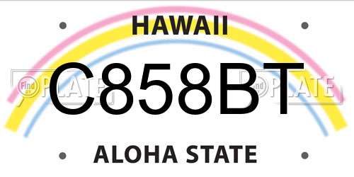 C858BT Hawaii License Plate