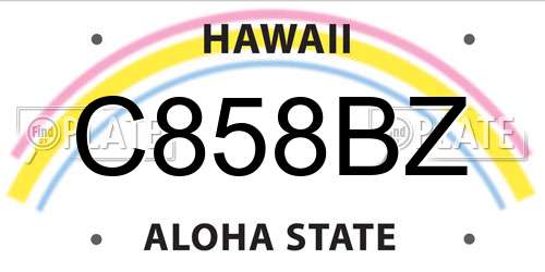C858BZ Hawaii License Plate
