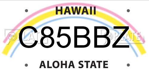 C85BBZ Hawaii License Plate
