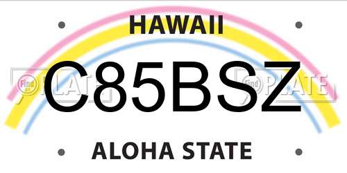 C85BSZ Hawaii License Plate