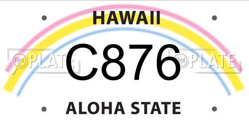 C876 Hawaii License Plate