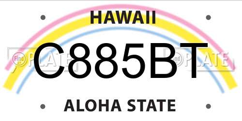 C885BT Hawaii License Plate