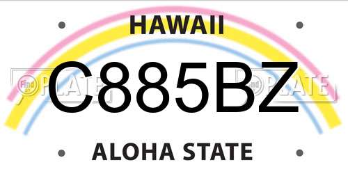 C885BZ Hawaii License Plate