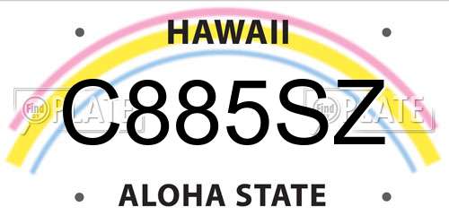 C885SZ Hawaii License Plate