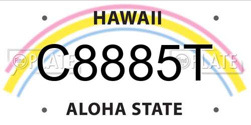 C8885T Hawaii License Plate