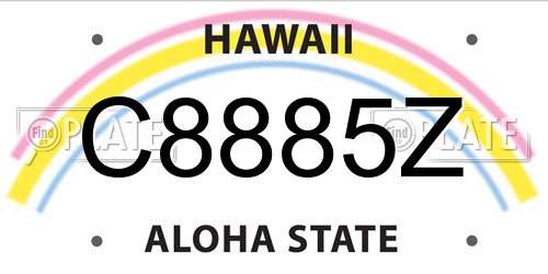 C8885Z Hawaii License Plate
