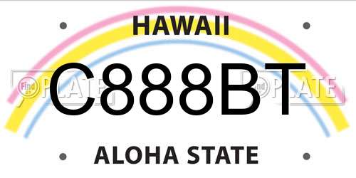 C888BT Hawaii License Plate