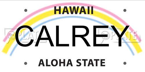 CALREY Hawaii License Plate