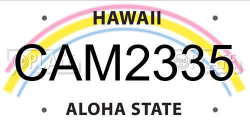 CAM2335 Hawaii License Plate