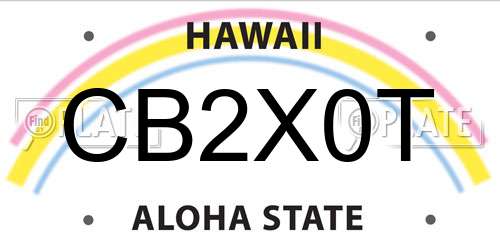 CB2X0T Hawaii License Plate