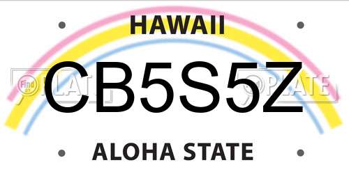 CB5S5Z Hawaii License Plate