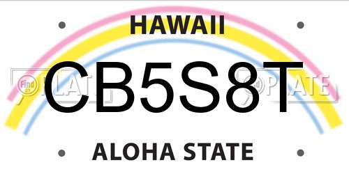 CB5S8T Hawaii License Plate