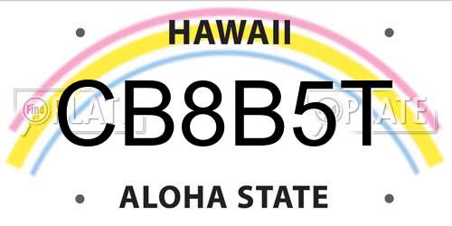 CB8B5T Hawaii License Plate