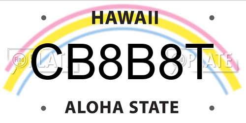 CB8B8T Hawaii License Plate