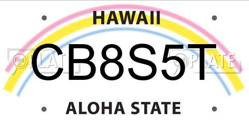 CB8S5T Hawaii License Plate