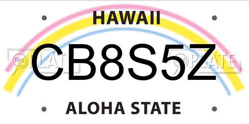 CB8S5Z Hawaii License Plate