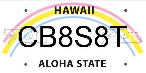 CB8S8T Hawaii License Plate