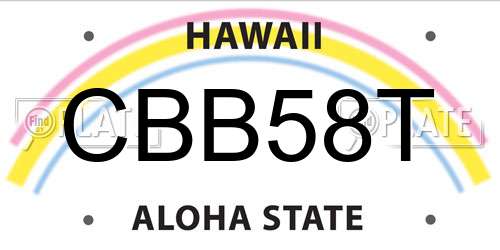 CBB58T Hawaii License Plate