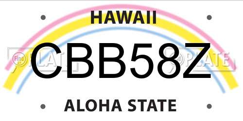 CBB58Z Hawaii License Plate