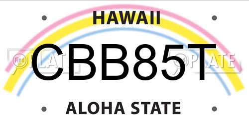 CBB85T Hawaii License Plate