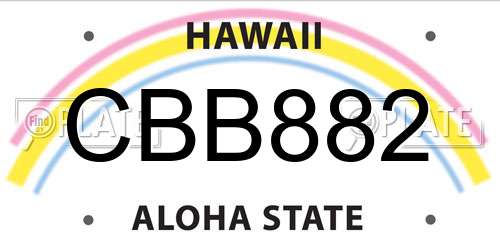 CBB882 Hawaii License Plate