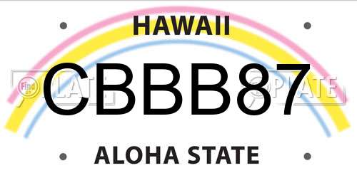 CBBB87 Hawaii License Plate