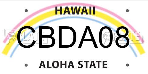 CBDA08 Hawaii License Plate