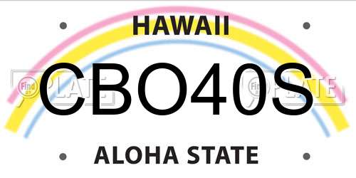 CBO40S Hawaii License Plate