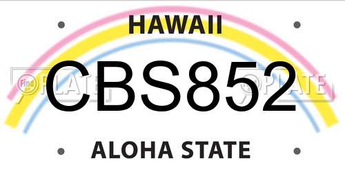 CBS852 Hawaii License Plate