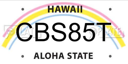 CBS85T Hawaii License Plate