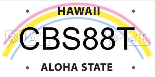 CBS88T Hawaii License Plate