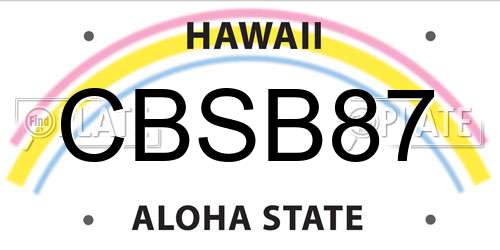 CBSB87 Hawaii License Plate