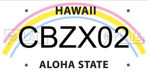 CBZX02 Hawaii License Plate