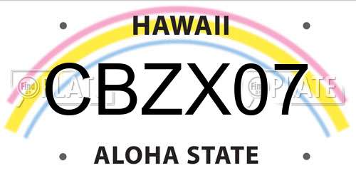CBZX07 Hawaii License Plate