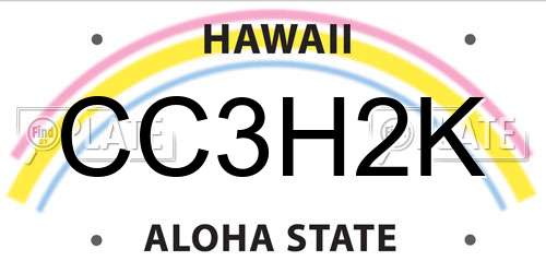 CC3H2K Hawaii License Plate