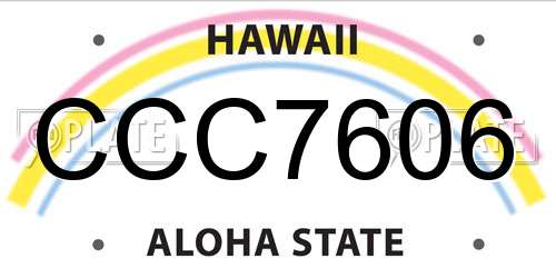 CCC7606 Hawaii License Plate