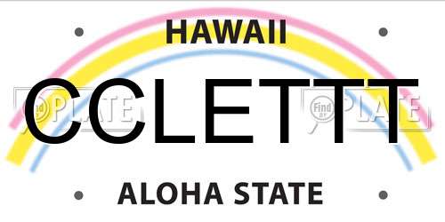 CCLETTT Hawaii License Plate