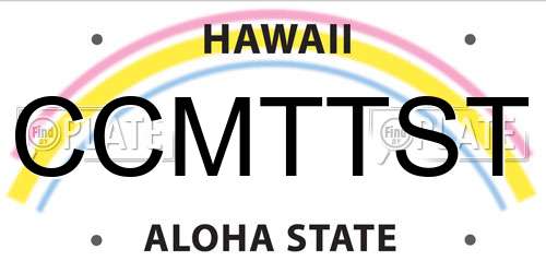 CCMTTST Hawaii License Plate