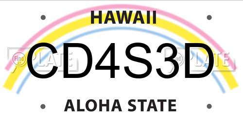 CD4S3D Hawaii License Plate