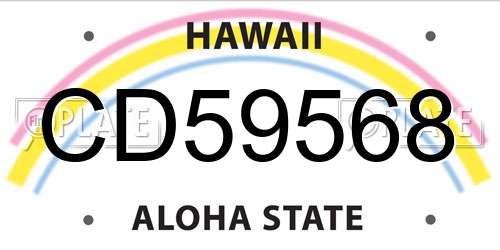 CD59568 Hawaii License Plate