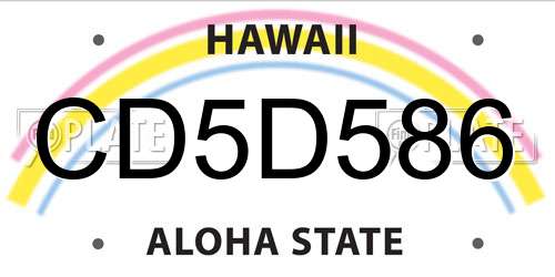 CD5D586 Hawaii License Plate