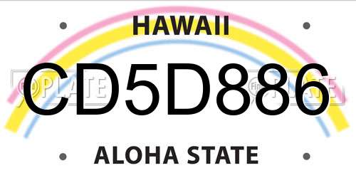 CD5D886 Hawaii License Plate