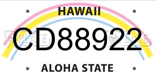CD88922 Hawaii License Plate