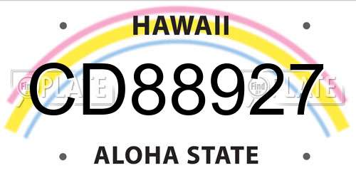 CD88927 Hawaii License Plate