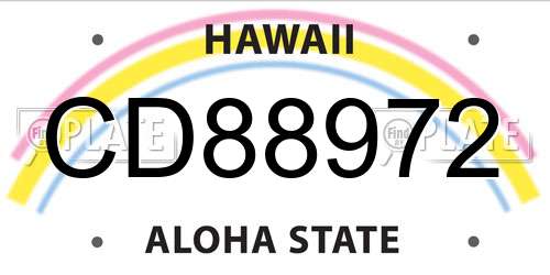 CD88972 Hawaii License Plate