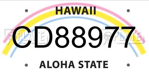 CD88977 Hawaii License Plate