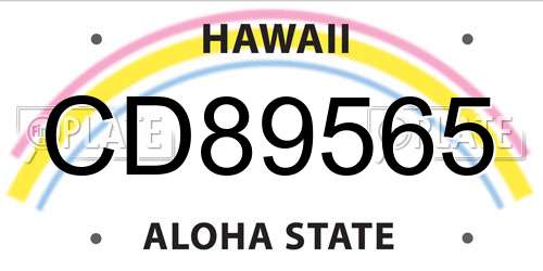CD89565 Hawaii License Plate